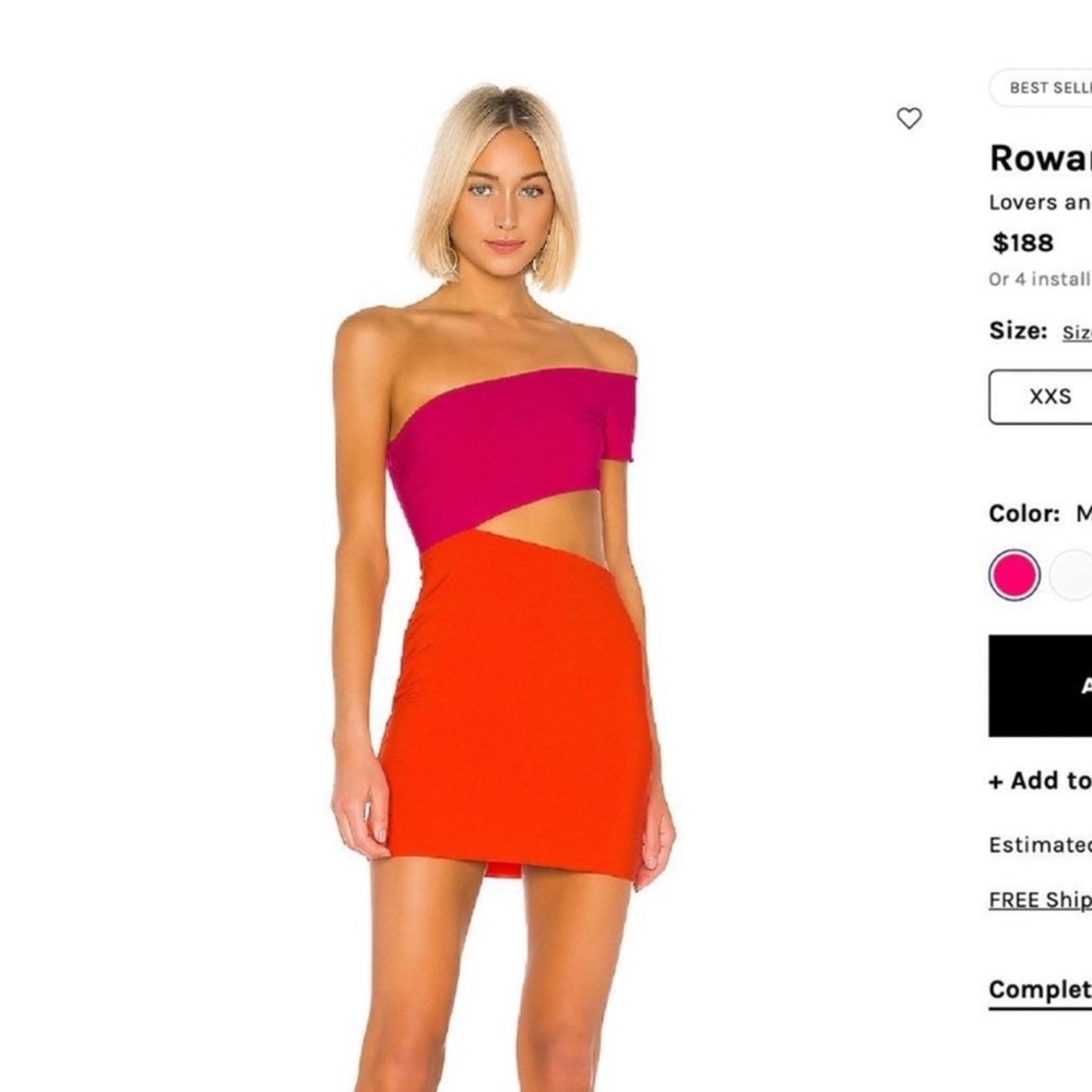 Lovers + Friends colorblock One-Shoulder Mini Dress in Fuchsia and Orange 🩷🧡